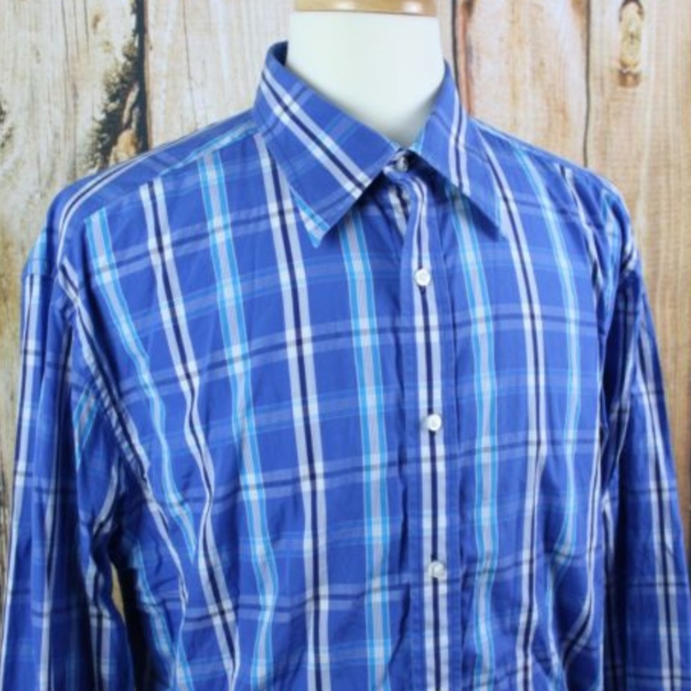 ROBERT GRAHAM Men's XXL Button Shirt Blue Plaid